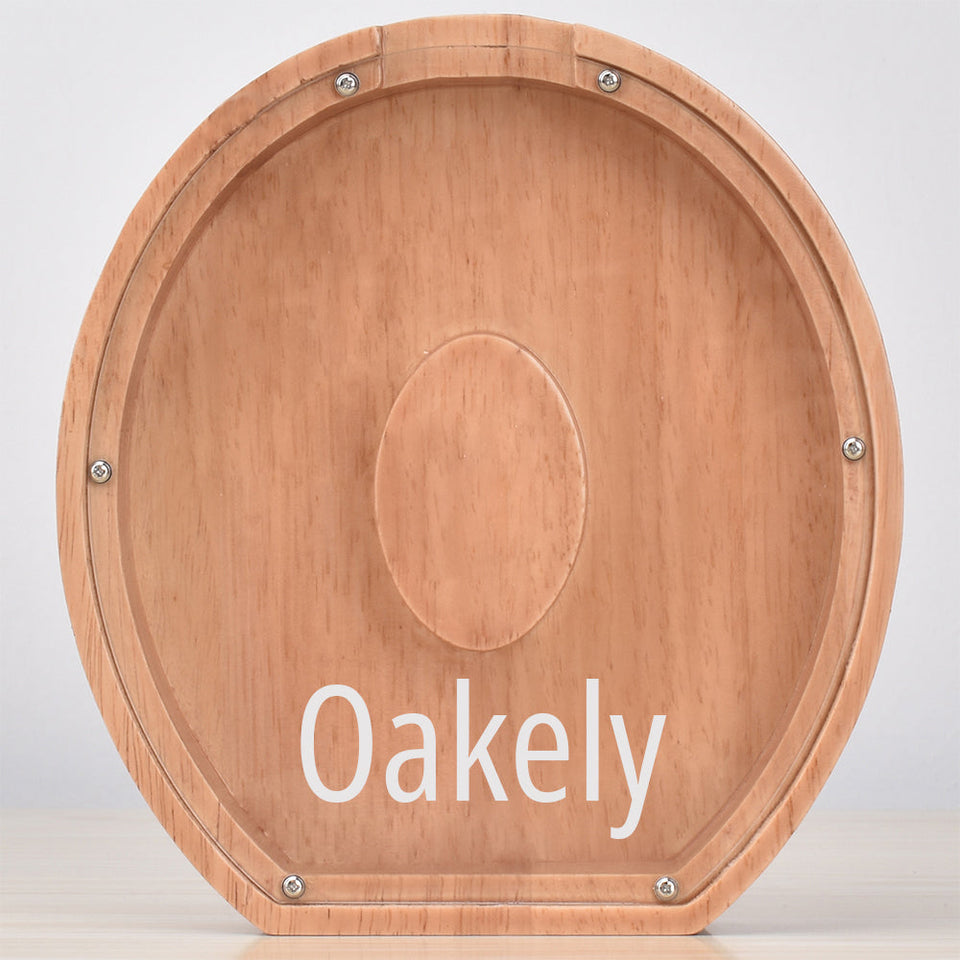 Custom Initial And Name - Personalized Letter And Name Oak Wooden Piggy Bank