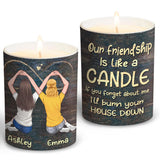 Our Friendship Is Like A Candle - Personalized Bestie Candle With Wooden Lid