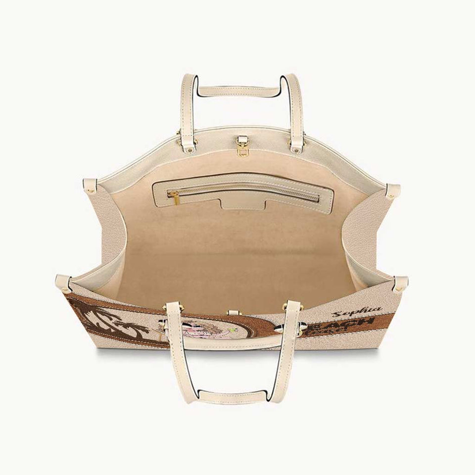 Beach Please - Personalized Sea Lover Leather Handbag