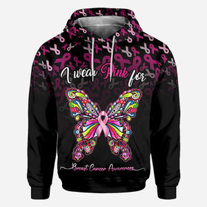 I Wear Pink For Breast Cancer Awareness Butterfly - Breast Cancer Awareness All Over T-shirt and Hoodie 0822