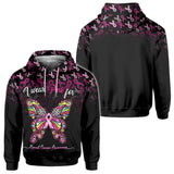 I Wear Pink For Breast Cancer Awareness Butterfly - Breast Cancer Awareness All Over T-shirt and Hoodie 0822
