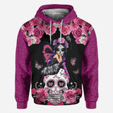 Sugar Skull Pink Ribbon - Breast Cancer Awareness All Over T-shirt and Hoodie 0822