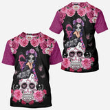 Sugar Skull Pink Ribbon - Breast Cancer Awareness All Over T-shirt and Hoodie 0822