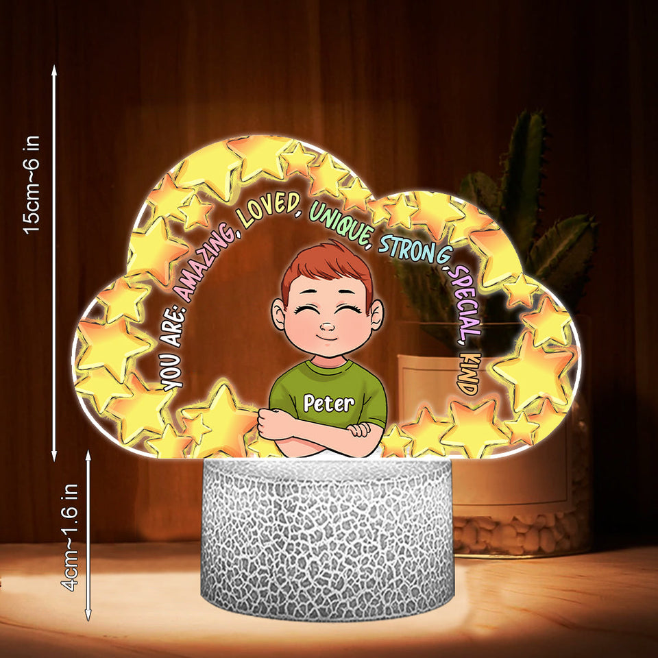 You Are Amazing - Personalized Family Shaped Plaque Light Base