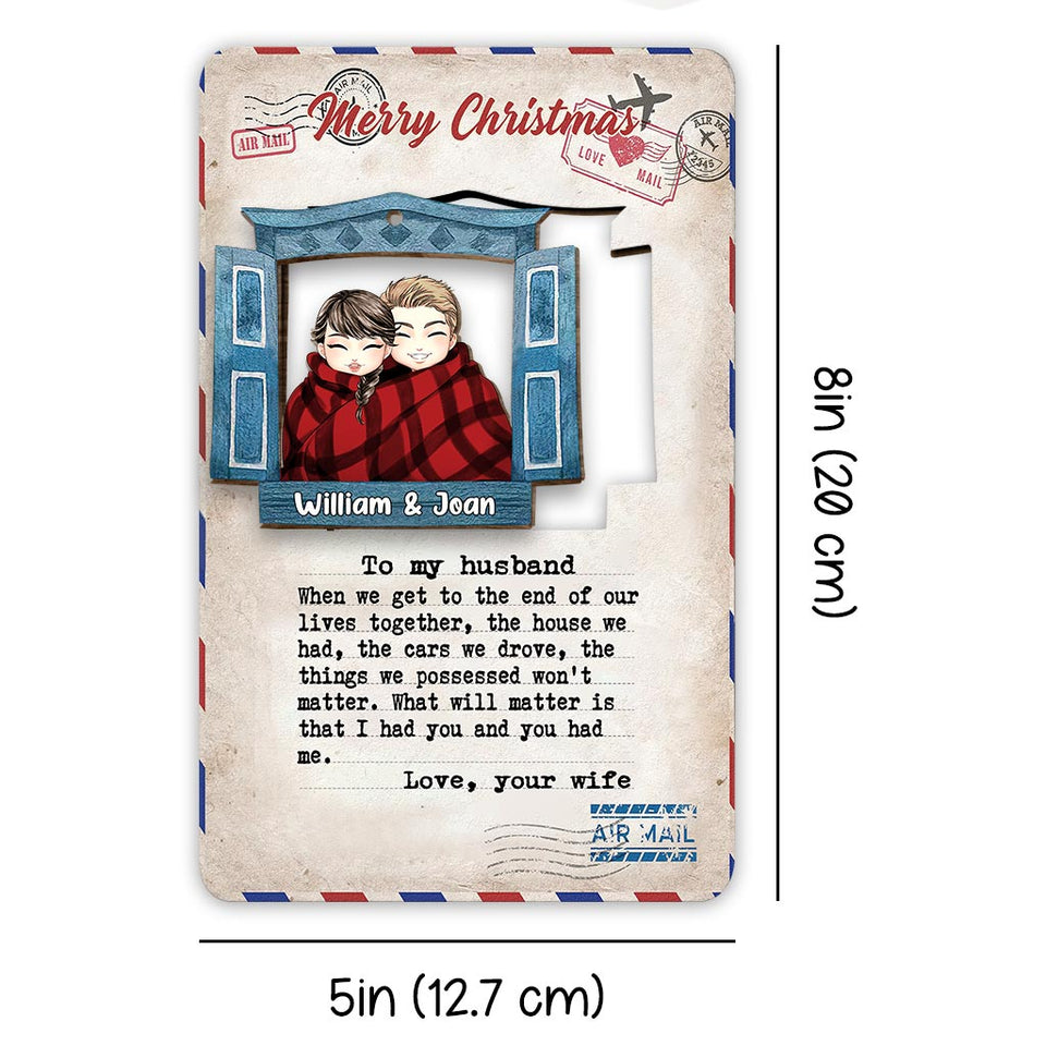 When We Get To The End - Personalized Christmas Couple Wooden Card Pop Out Ornament