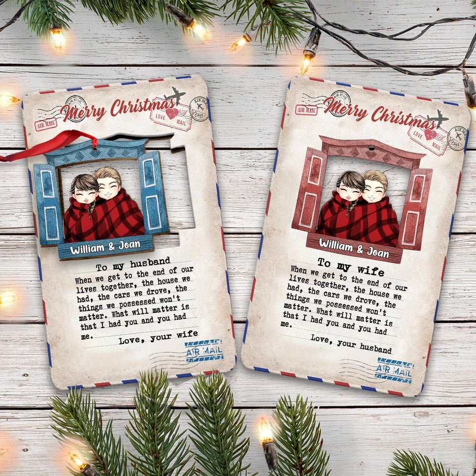 When We Get To The End - Personalized Christmas Couple Wooden Card Pop Out Ornament