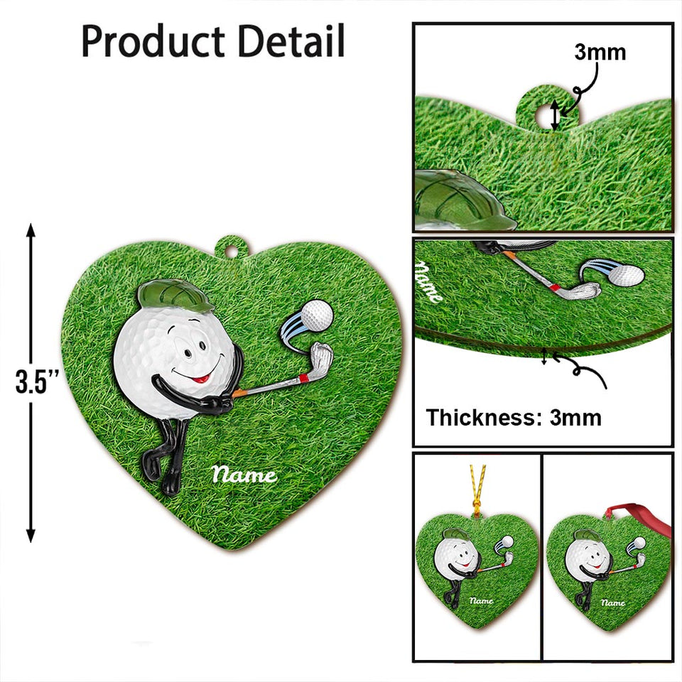 Playing Golf - Personalized Christmas Golf Ornament (Printed On Both Sides)