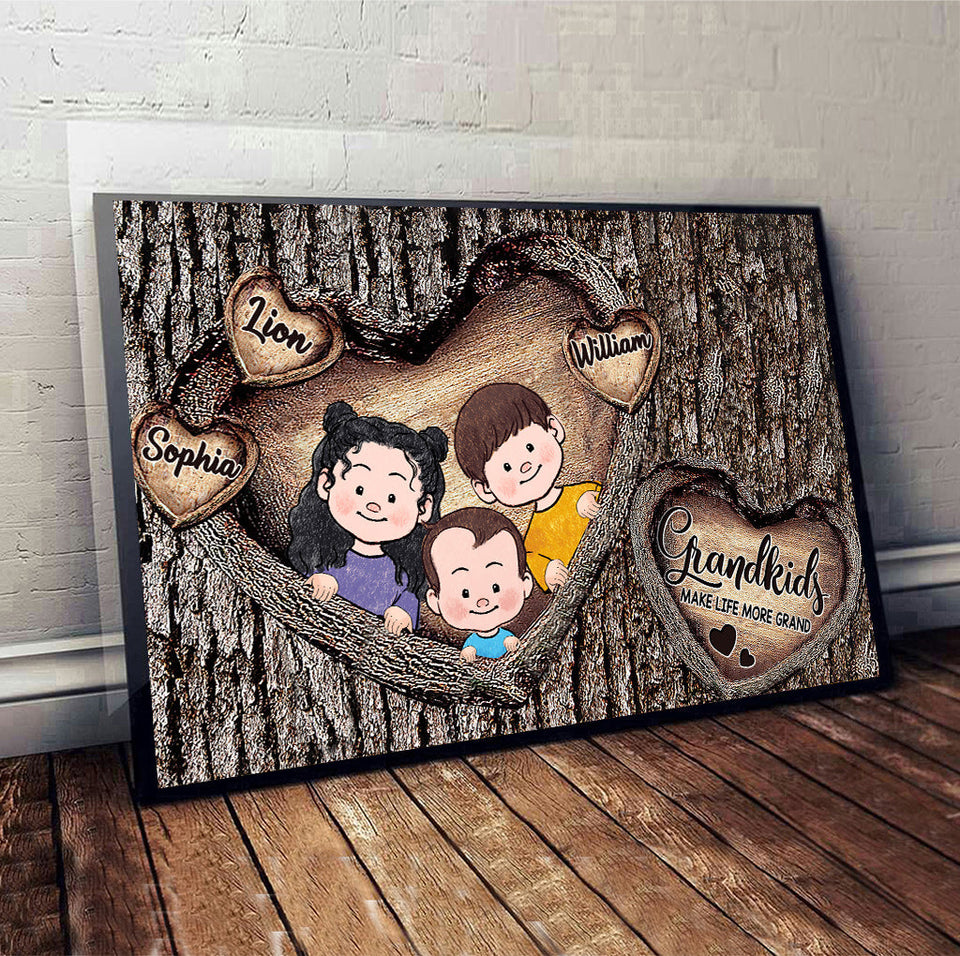 Grandkids Make Life More Grand - Personalized Grandma Canvas and Poster