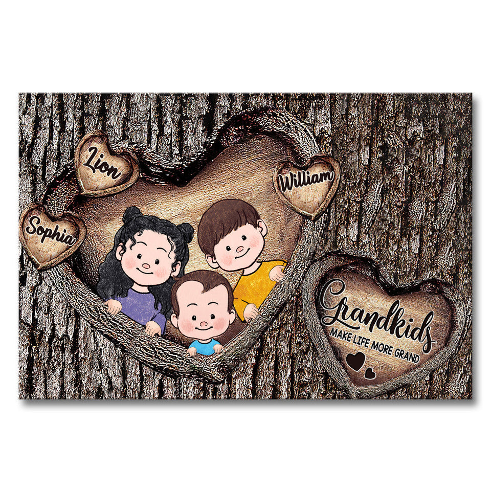 Grandkids Make Life More Grand - Personalized Grandma Canvas and Poster