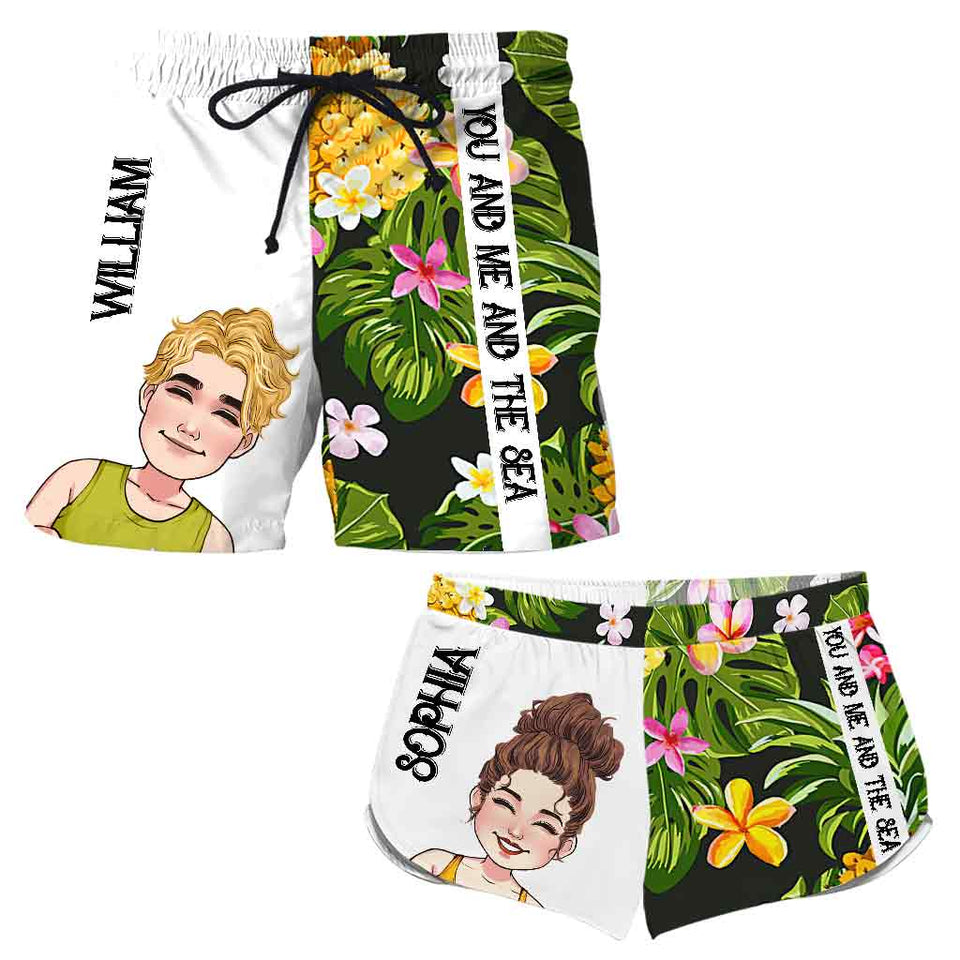 You And Me And The Sea - Personalized Sea Lover Men Shorts and Women Shorts