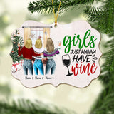 Friends Don't Let Friends Wine Alone - Personalized Christmas Bestie Ornament (Printed On Both Sides)