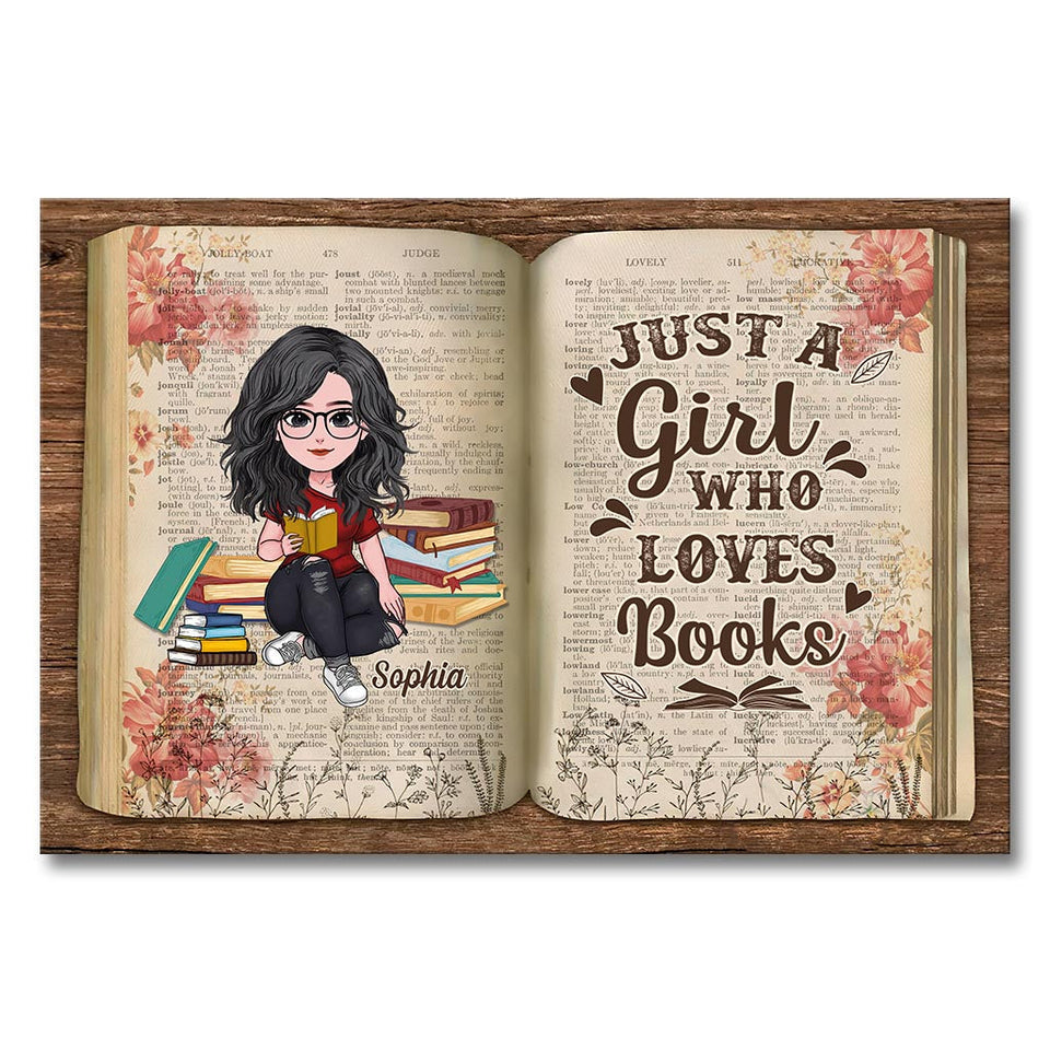 Just A Girl Who Loves Books - Personalized Book Canvas And Poster