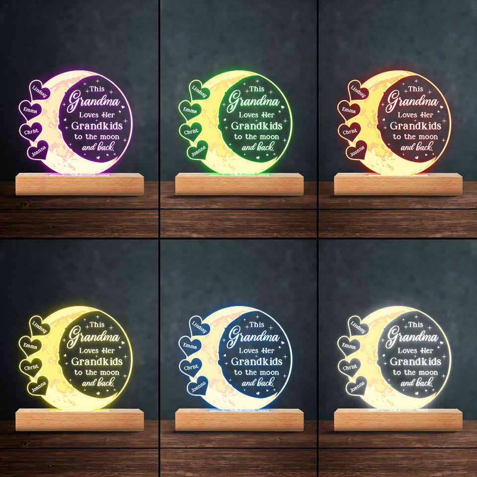 This Grandma Loves Her Grandkids - Personalized Mother's Day Grandma Shaped Plaque Light Base