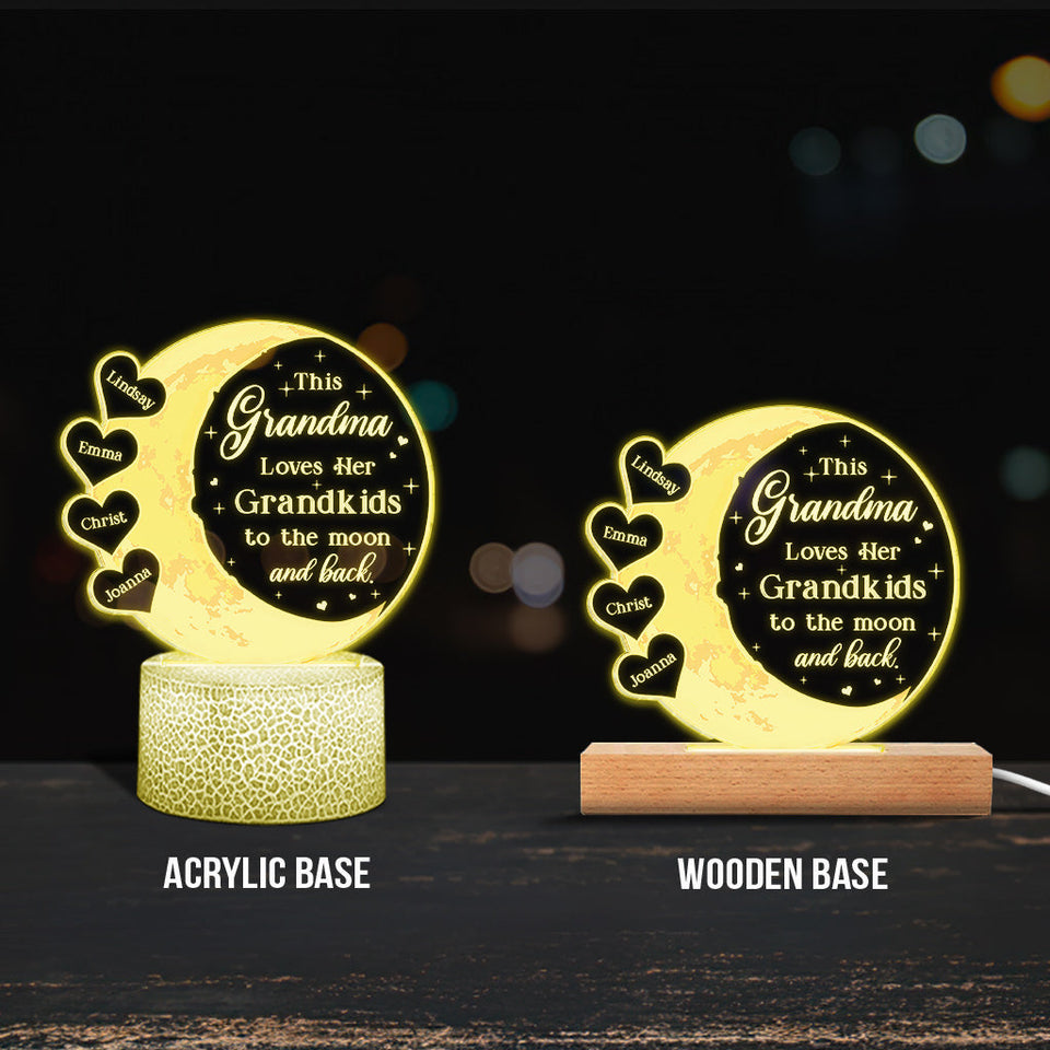 This Grandma Loves Her Grandkids - Personalized Mother's Day Grandma Shaped Plaque Light Base