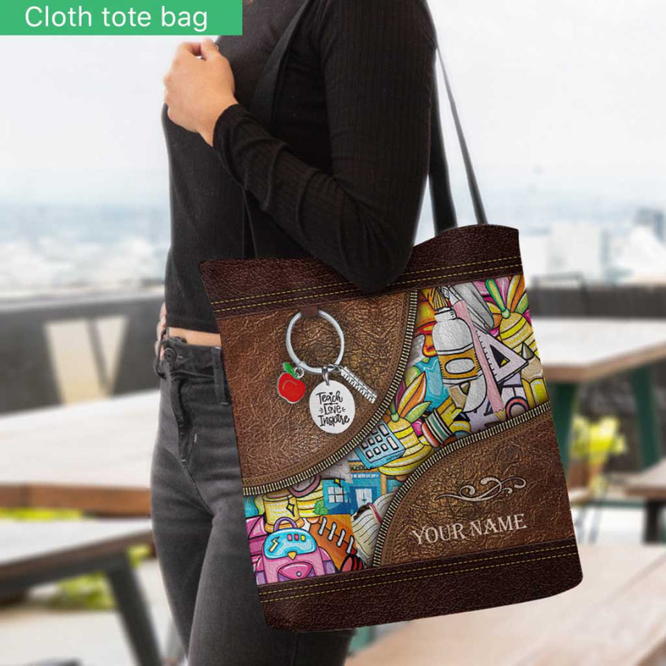 Teacher Vibes Personalized Tote Bag