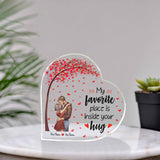 My Favorite Place Is Inside Your Hug - Personalized Couple Custom Shaped Acrylic Plaque