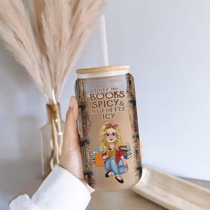I Like My Book Spicy And My Coffee Icy - Personalized Book Can Glass