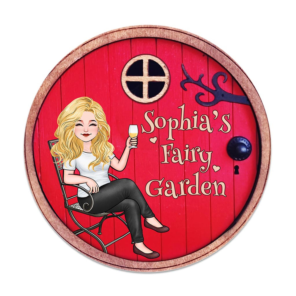 Fairy Garden - Personalized Gardening Round Wood Sign