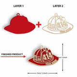 Firefighter Helmet - Personalized Christmas Layered Wood Ornament
