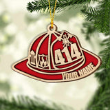 Firefighter Helmet - Personalized Christmas Layered Wood Ornament