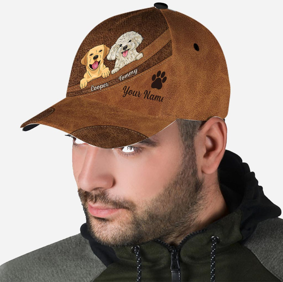 Dog Lovers - Leather Pattern Print Personalized Dog Classic Cap