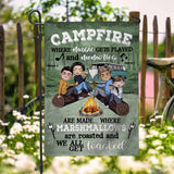 Campfire Where Music Gets Played Memories Are Made - Personalized Camping Garden Flag