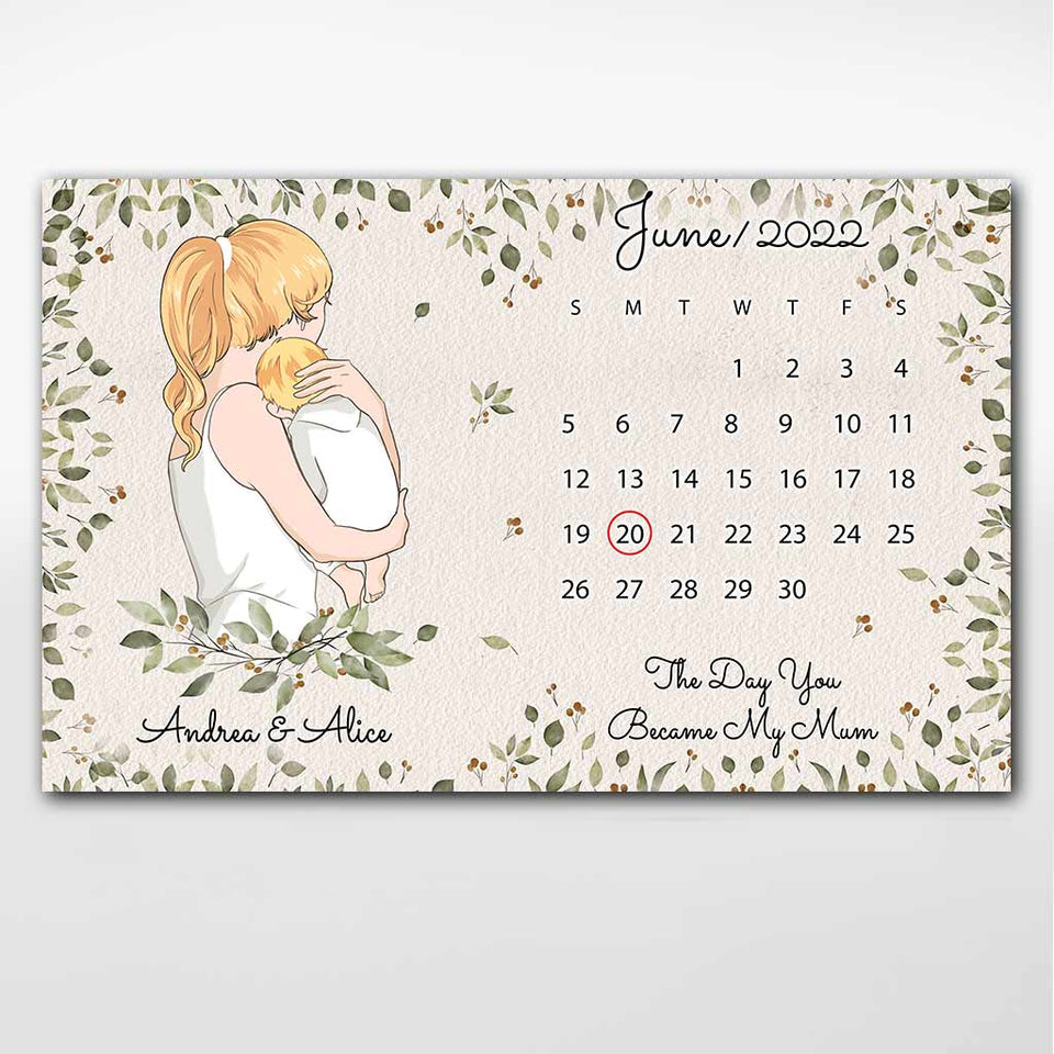 The Day You Became My Mum - Personalized Mother's Day Poster