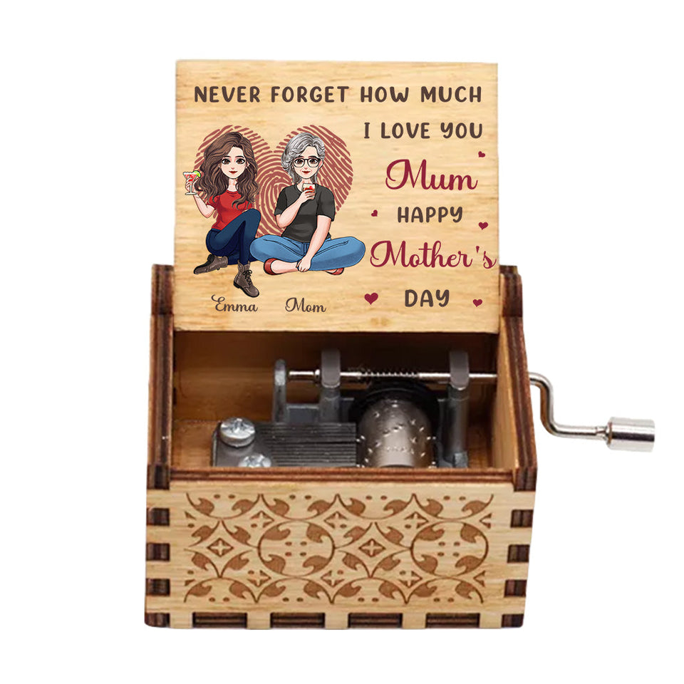 Never Forget How Much - Personalized Mother's Day Mother Hand Crank Music Box