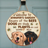 Beware - Personalized Gardening Round Wood Sign