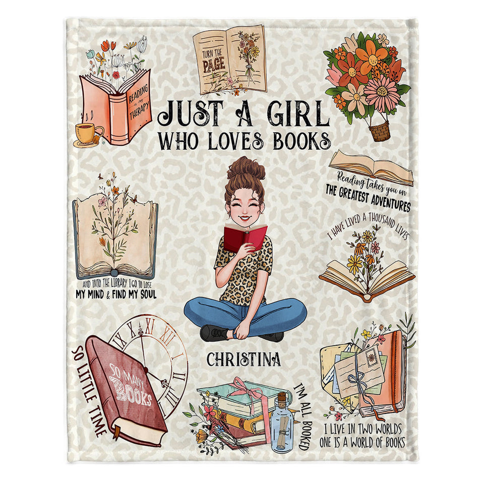Just A Girl Who Loves Books - Personalized Book Blanket
