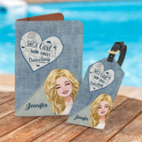 Just A Girl Who Loves Traveling - Personalized Travelling Leather Luggage Tag & Passport Holder