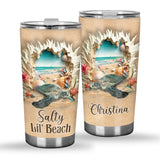 Salty Lil' Beach 3D Effect Pattern - Personalized Turtle Tumbler