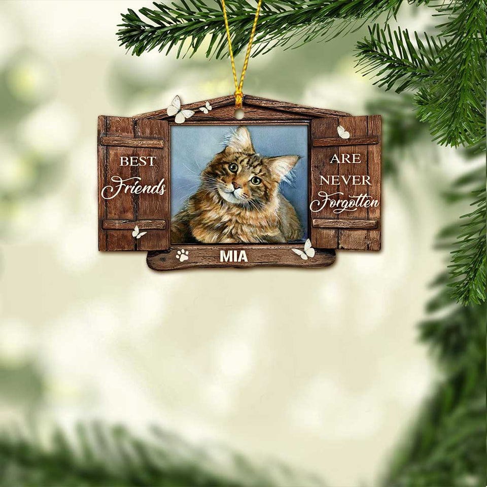 No Longer By Our Side - Personalized Christmas Cat Ornament (Printed On Both Sides)