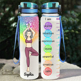 I Am Divine Intuitive Expressive Loved - Personalized Yoga Water Tracker Bottle