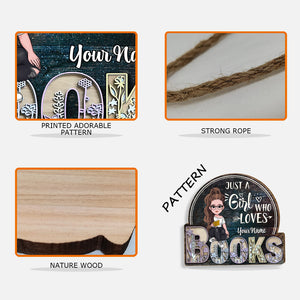 Just A Girl Who Loves - Personalized Book Wood Sign