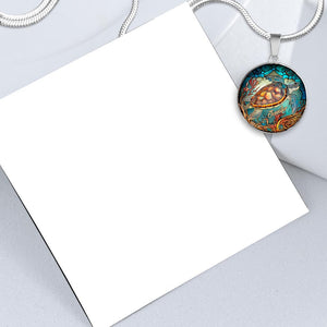 Love Turtles - Personalized Turtle Round Pendant Necklace