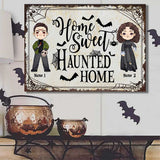 Home Sweet Haunted Home - Personalized Halloween Couple Rectangle Metal Sign