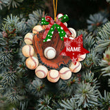 Baseball Glove - Personalized Christmas Ornament (Printed On Both Sides)
