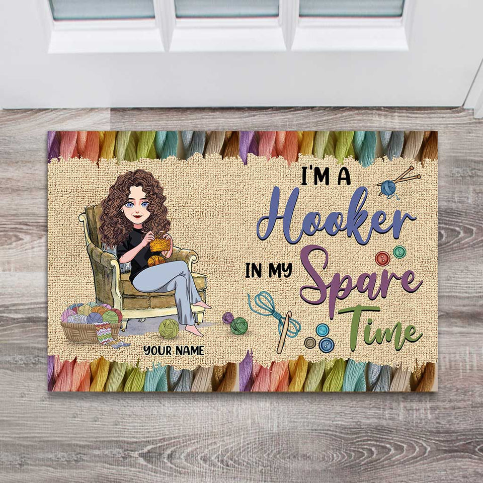 In My Spare Time - Personalized Crocheting Doormat