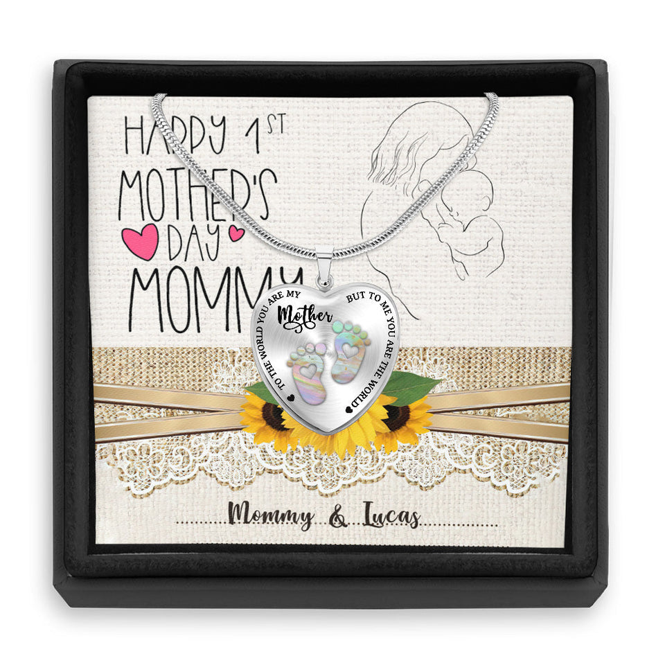 To The World - Personalized Mother's Day Mother Heart Pendant Necklace