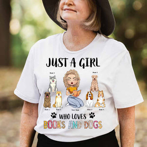 Just A Girl Who Loves Books And Dogs - Personalized Book T-shirt and Hoodie