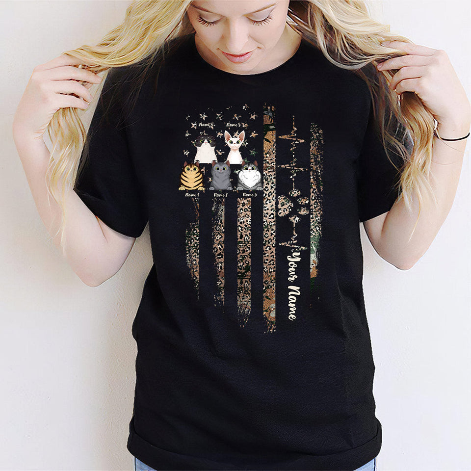 Love My Cats - Personalized Independence Day Cat T-shirt and Hoodie
