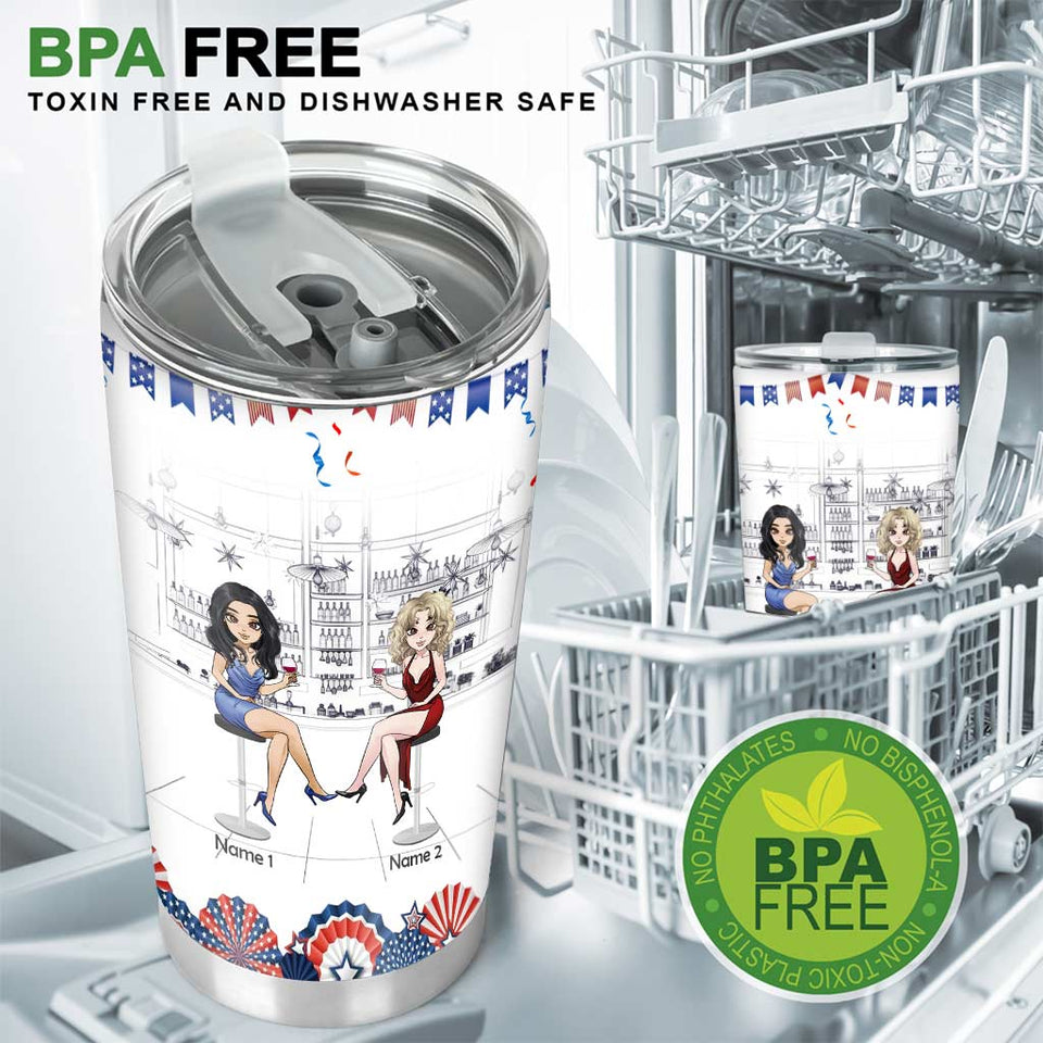Red White And Boozy - Personalized Independence Day Bestie Tumbler