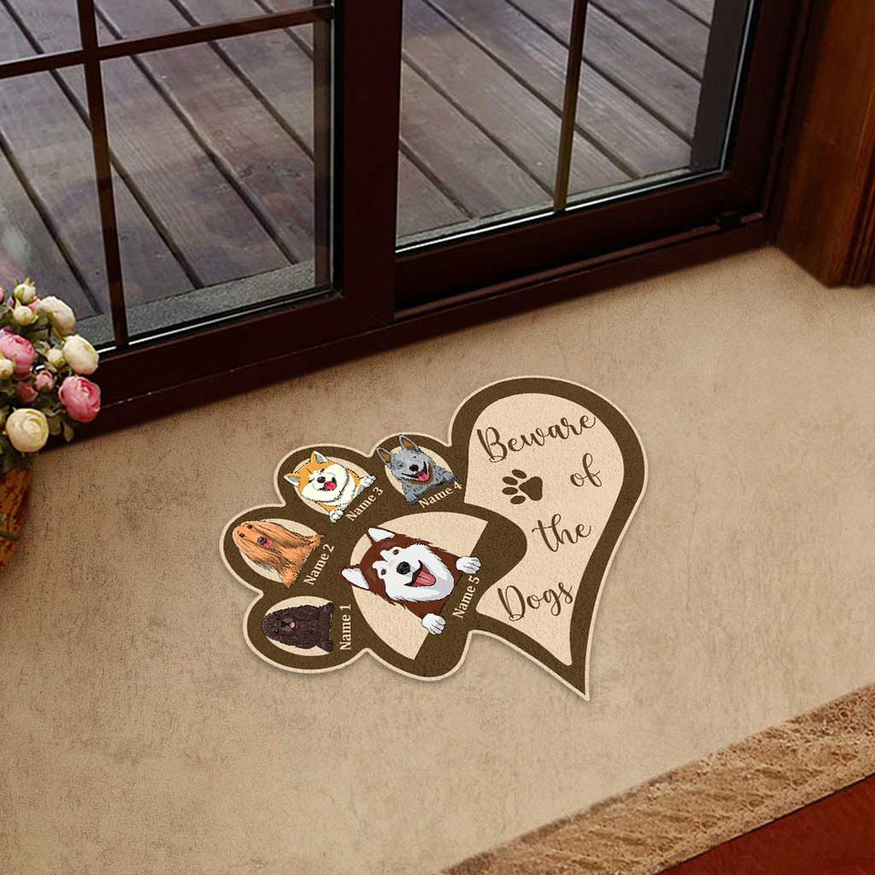 Home Is Where My Dogs Are - Personalized Shaped Doormat