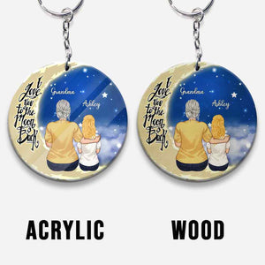 To The Moon And Back - Gift for grandma, mom, dad, grandpa - Personalized Keychain