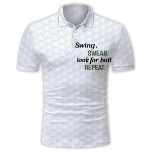 Swing Swear Look For Ball Repeat - Personalized Golf Polo Shirt