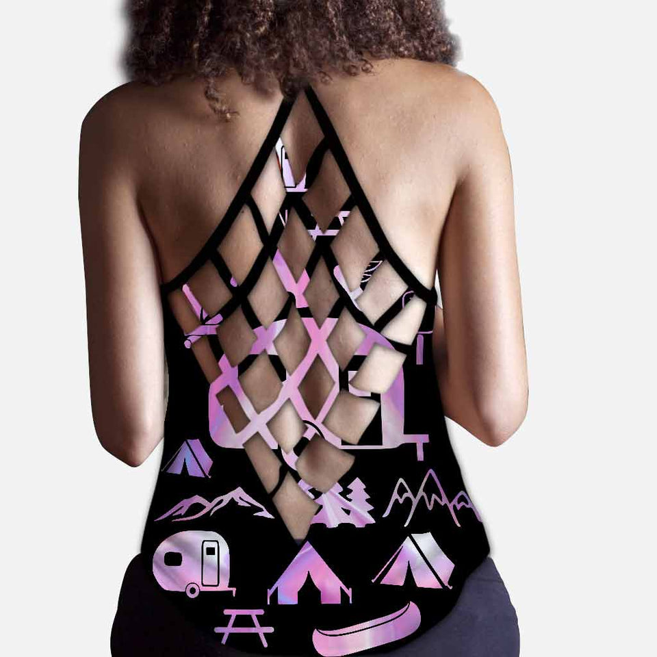 Happy Camper - Camping Cross Tank Top