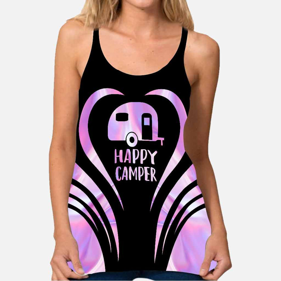 Happy Camper - Camping Cross Tank Top