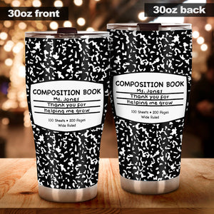 Thank You For Helping Me Grow - Personalized Teacher Tumbler