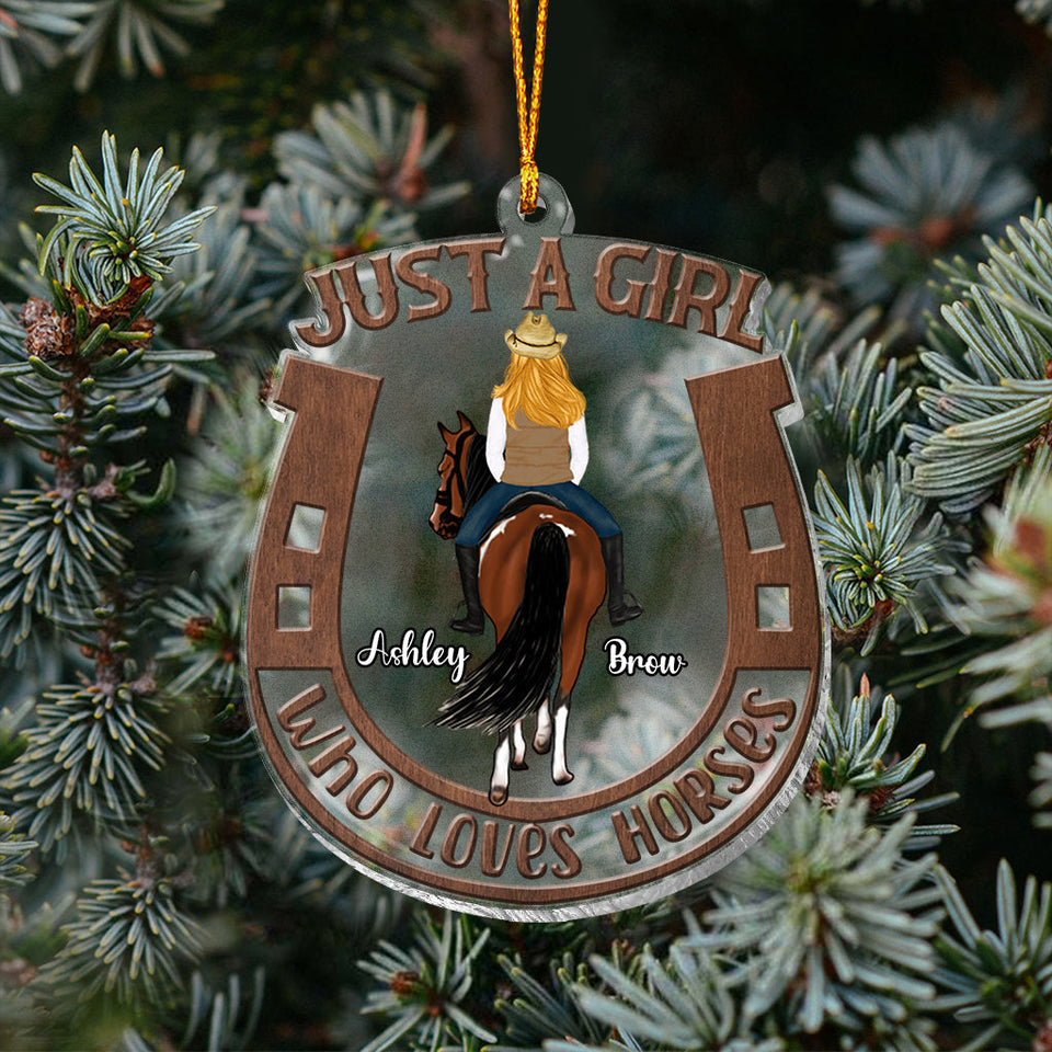 Just A Girl Who Loves Horse - Personalized Horse Transparent Ornament